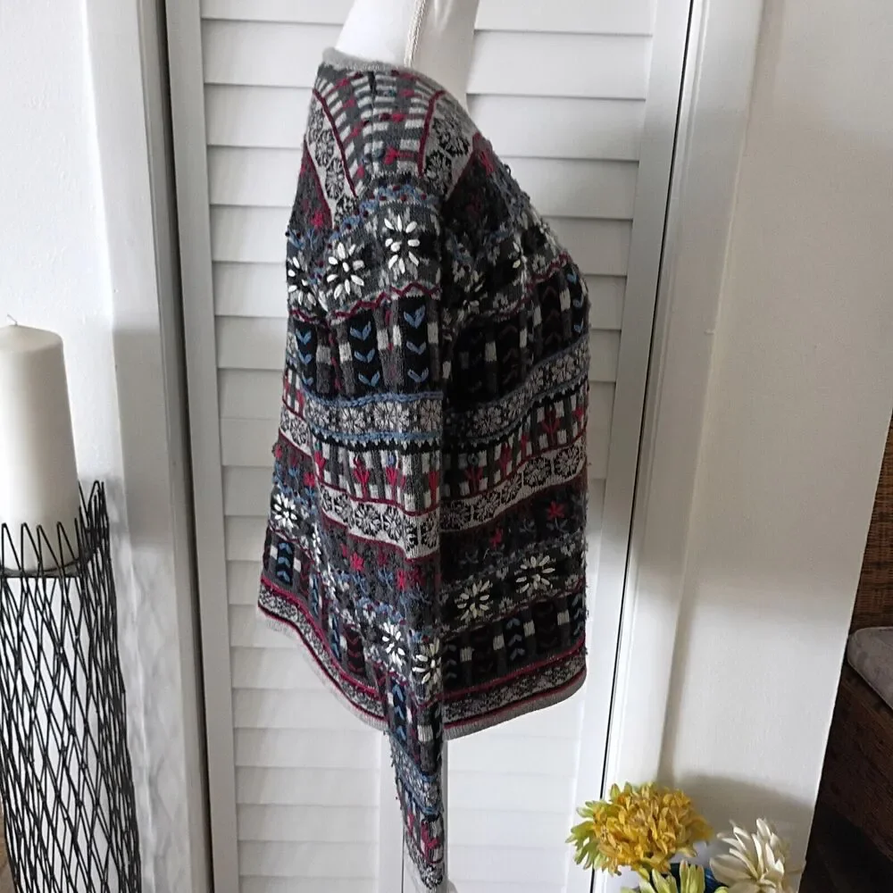 Talbot's women's vintage grey color palate Lambswool blend cardigan S‎